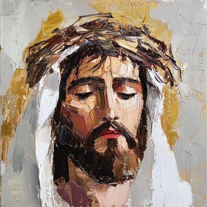 Jesus Painting Jesus Christ Oil Painting Catholic Original Art Biblical Artwork Man Portrait Impasto Christmas Gift by PaintingGiftsArt