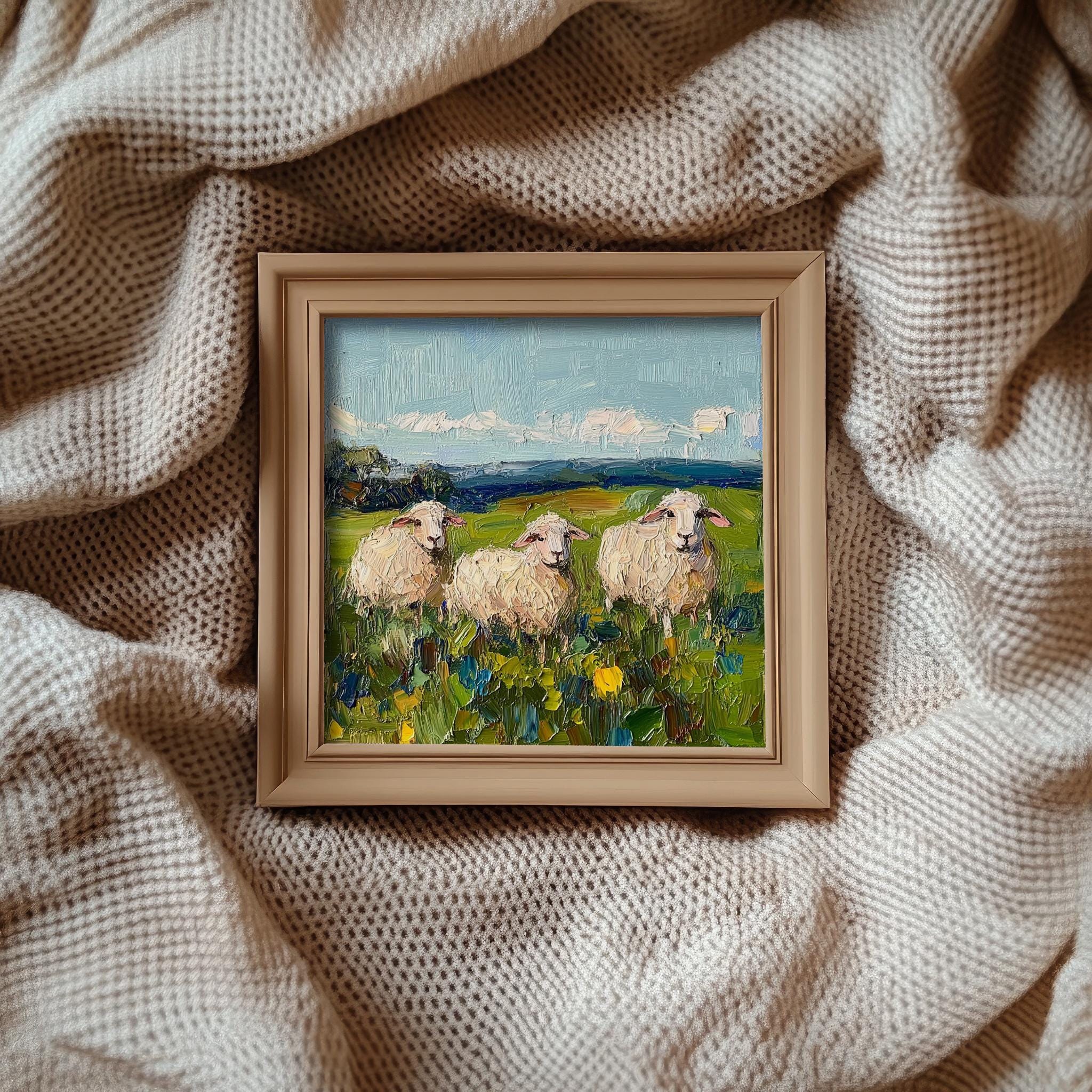 Sheep Grazing Painting Irish Sheep Original Art Ireland Landscape Oil ...