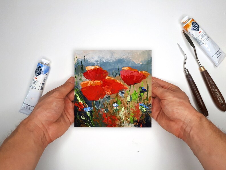 Poppy Painting Floral Original Art Flowers Oil Painting Meadow - Etsy