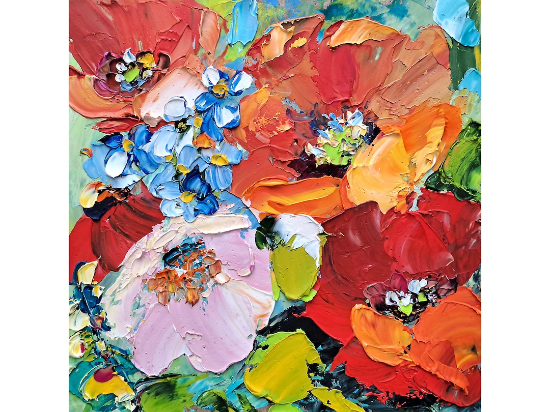 Poppy Painting Poppies Field Original Art Wildflowers Impasto Oil ...