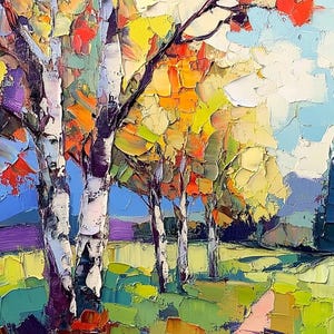 Birch Tree Painting Birches Oil Painting Aspen Trees Original Art Forest Wall Art Colorado Landscape by PaintingGiftsArt