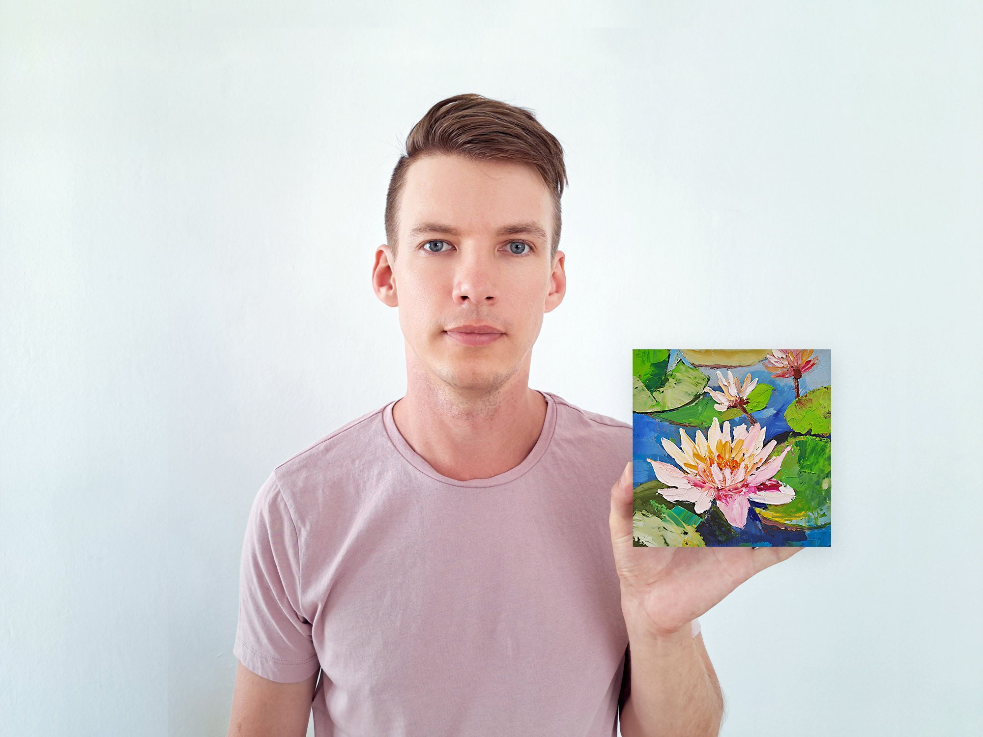 Lotus Painting Pond Original Art Water Lily Oil Painting Impasto Floral ...
