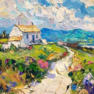 Ireland Oil Painting Irish Countryside Original Art Abstract Ireland Landscape Impasto Artwork Landscape Wall Decor by PaintingGiftsArt