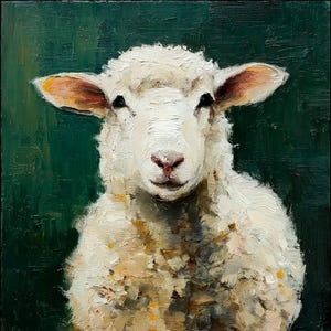 Sheep Portrait Large Canvas Oil Painting Farm Animals Artwork Rustic Wall Art Decor Gift by PaintingGiftsArt