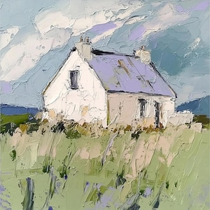 Dingle Peninsula Painting Ireland Original Art Irish Landscape Oil Painting Irish Cottage Impasto Painting Green Field by PaintingGiftsArt