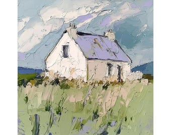 Dingle Peninsula Painting Ireland Original Art Irish Landscape Oil Painting Irish Cottage Impasto Painting Green Field by PaintingGiftsArt