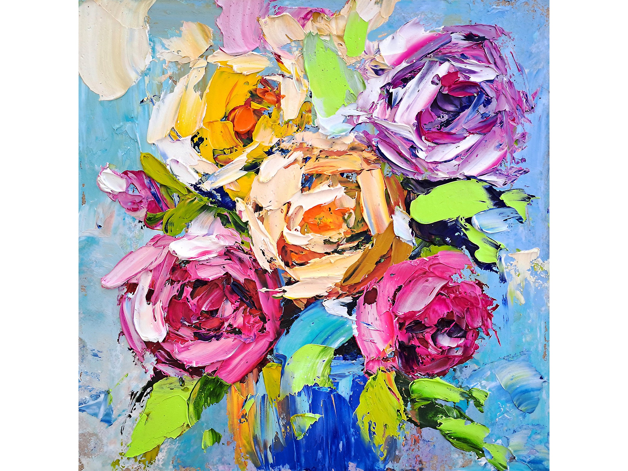 Rose Painting Floral Original Art Roses Impasto Oil Painting