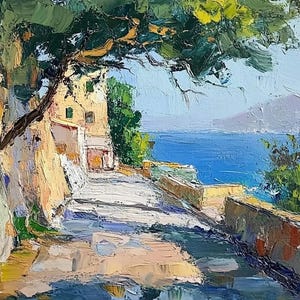 Palermo Painting Sicily Original Art Impressionist Oil Painting Italian Coastal Landscape Wall Art Old Town Art by PaintingGiftsArt