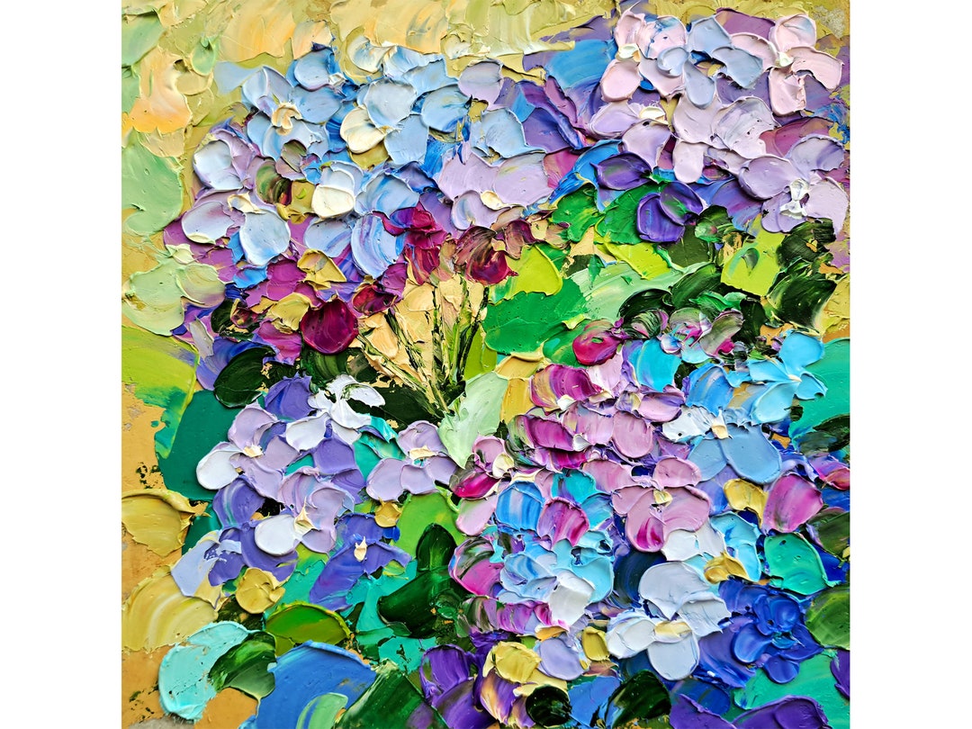 Hydrangea Painting Floral Original Art Flowers Impasto Oil Painting ...