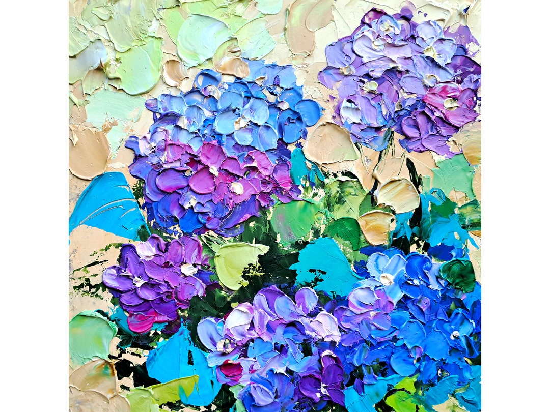 Hydrangea Painting Impasto Original Art Flowers Oil Painting Floral ...