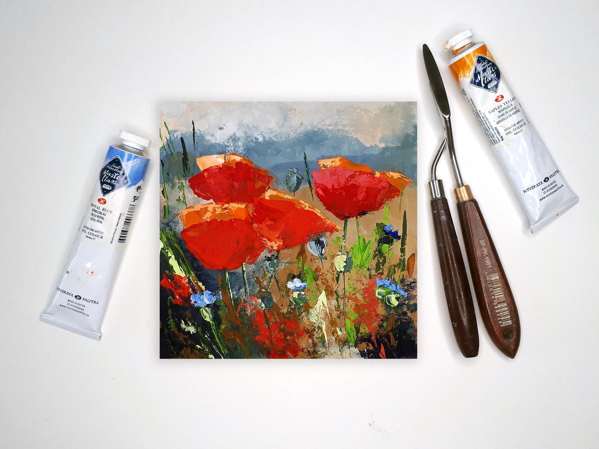 Poppy Painting Floral Original Art Flowers Oil Painting Meadow Impasto ...