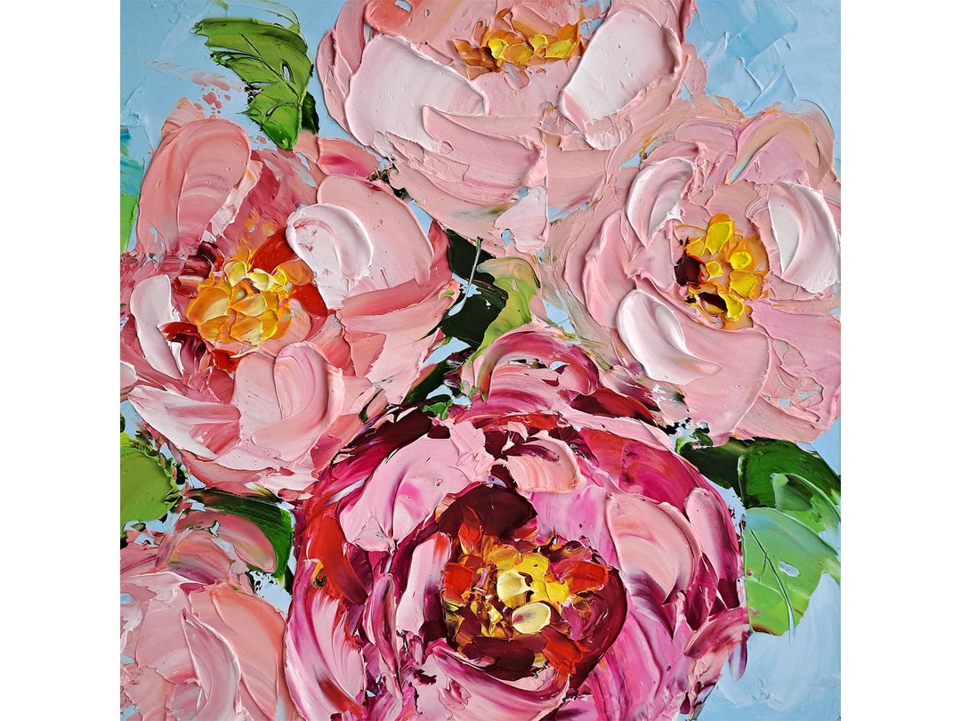 Peony Painting Floral Impasto Original Art Peonies Oil Painting Flowers ...