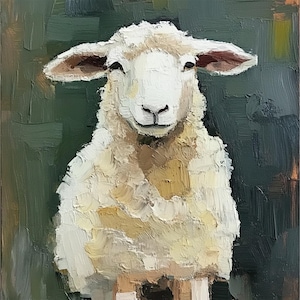 Sheep Painting Farm Animal Original Art Ireland Oil Painting Countryside Artwork Farming Impasto Painting