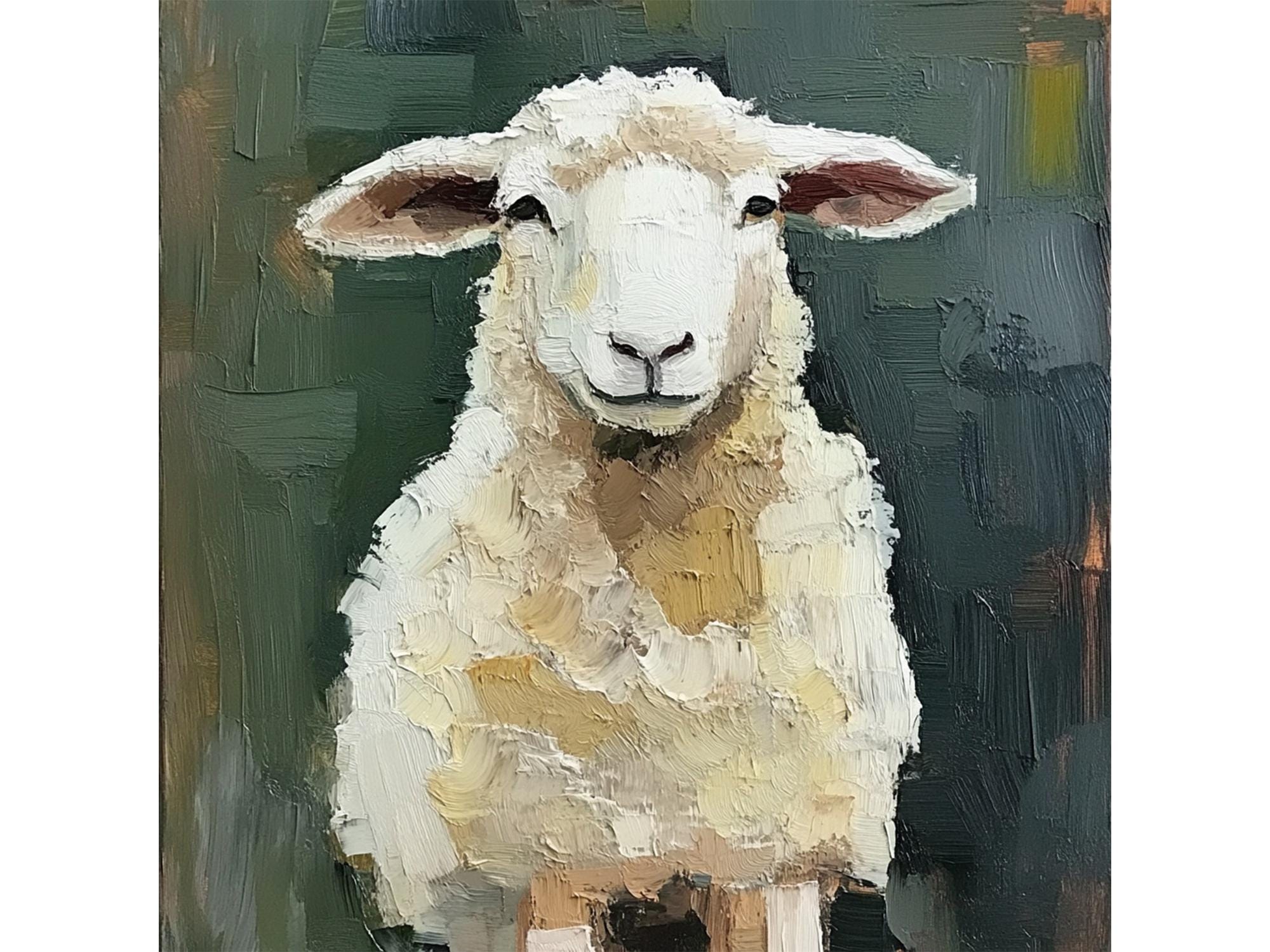 Sheep Painting Farm Animal Original Art Ireland Oil Painting Countryside Artwork Farming Impasto Painting