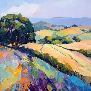 Golden Hills Painting California Original Art Kern County Oil Painting Tree Impasto Painting  Mountain Artwork by PaintingGiftsArt