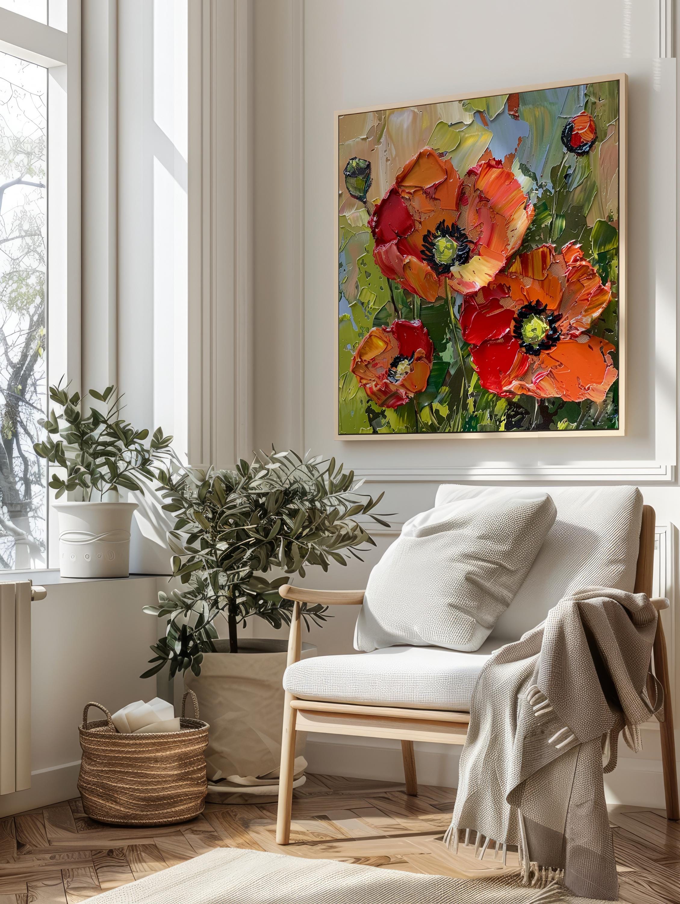 Poppy Painting Poppies Flower Original Art Floral Impasto Painting ...