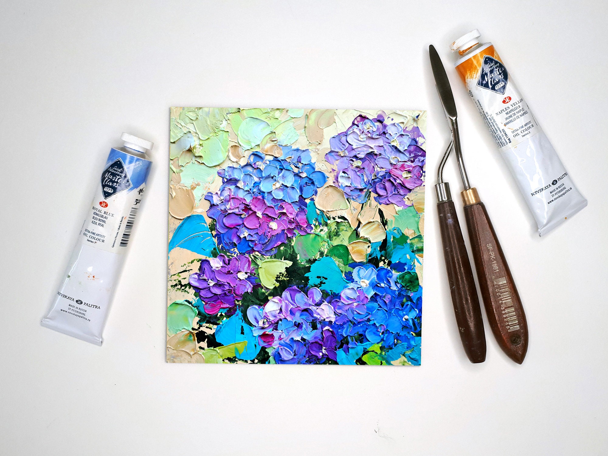 Hydrangea Painting Impasto Original Art Flowers Oil Painting Floral ...