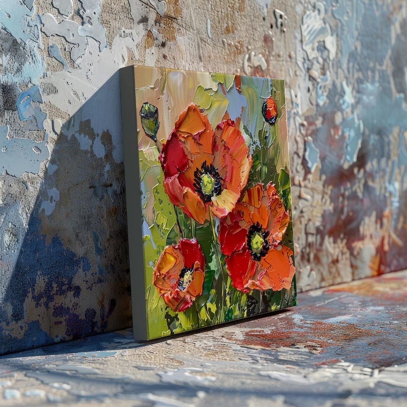Poppy Painting Poppies Flower Original Art Floral Impasto Painting ...