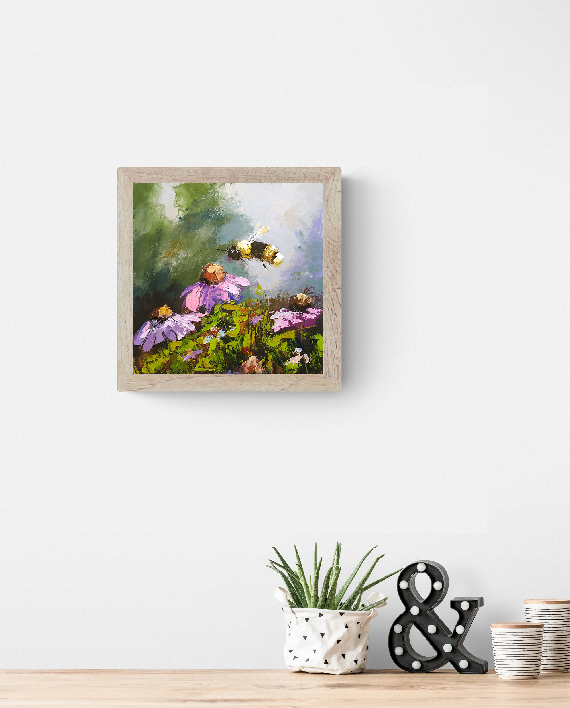 Honeybee Painting Daisy Original Art Floral Impasto Oil Painting ...
