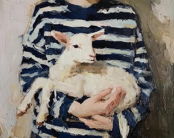 羊飼いの少女 - ウィリアム・ブグローの手描きの油絵の複製、風景画の