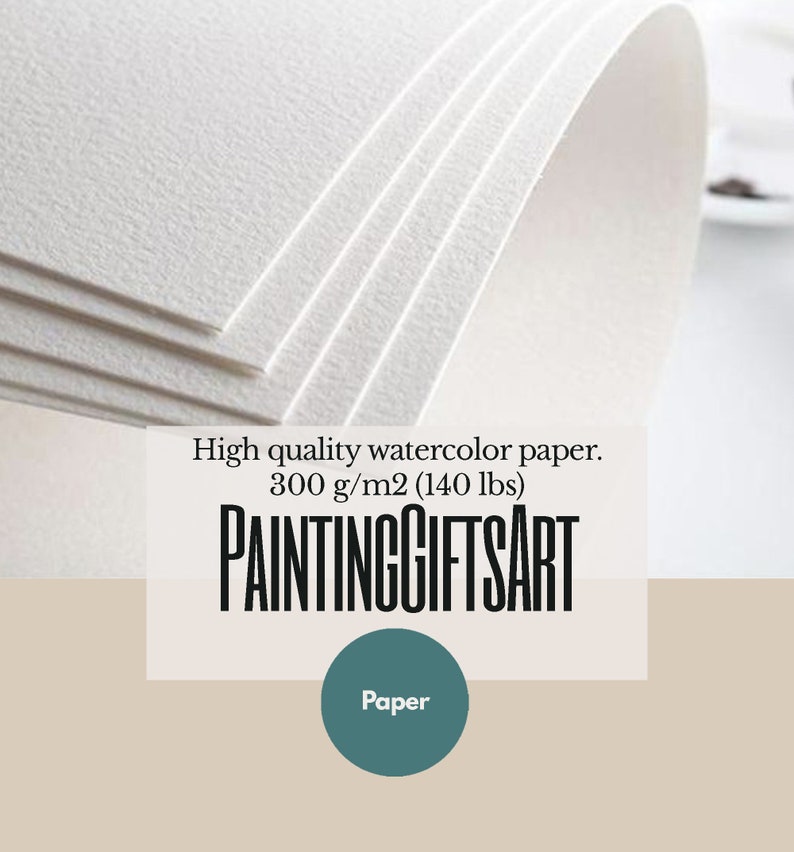 May include: Stack of white watercolor paper, 300 g/m2 (140 lbs), with the text "PAINTINGGIFTSART" and "Paper" in a circle.