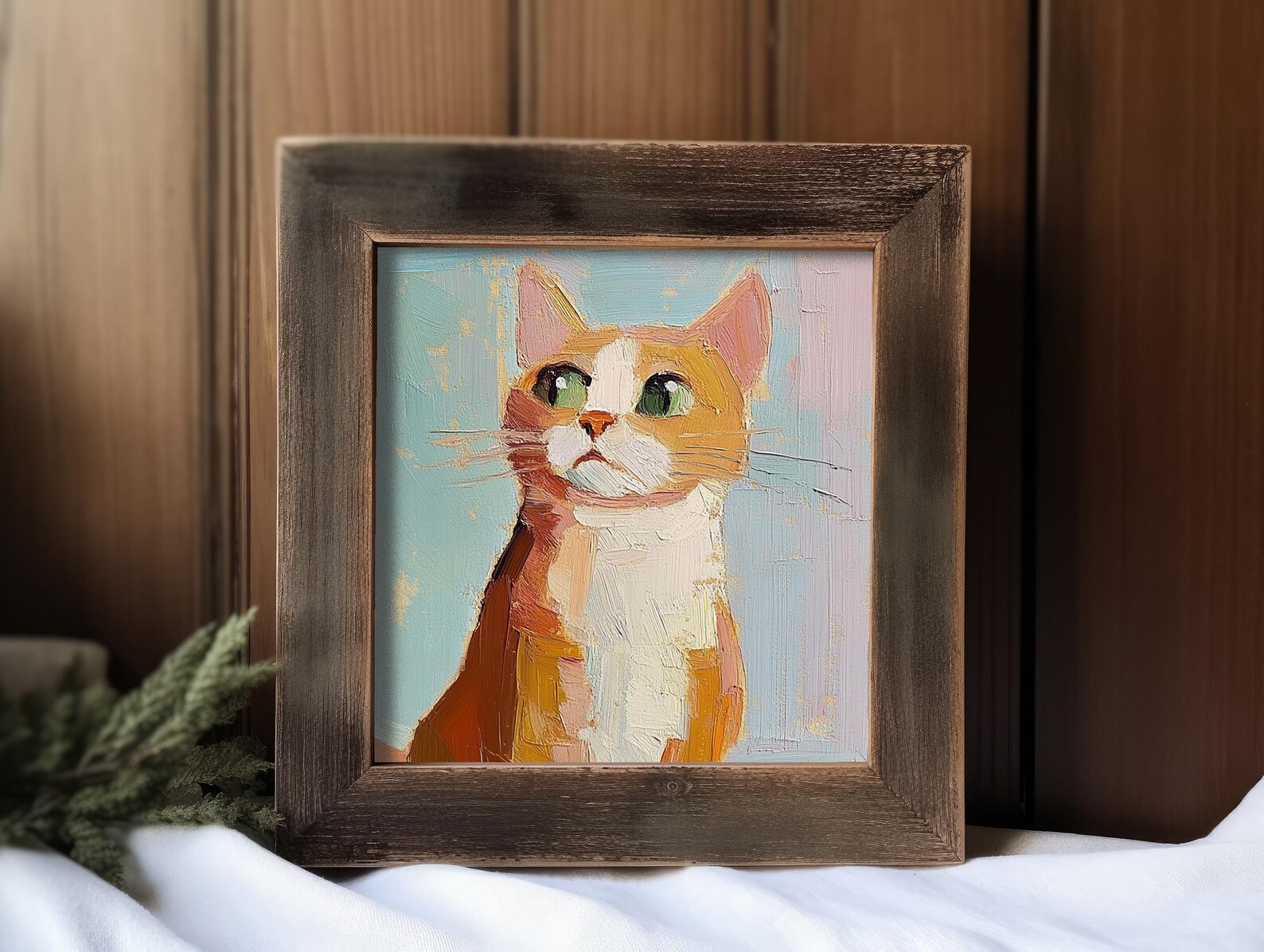 Ginger Cat Painting Cat Original Art Naive Oil Painting Pet Wall Art ...