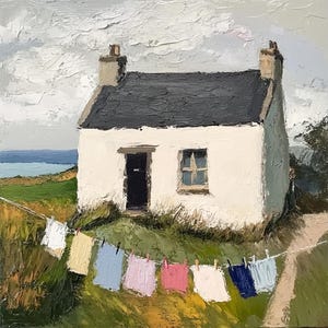 Scotland Painting Clothesline Original Art Glen Coe Impasto Oil Painting Scottish Landscape Small Artwork 6x6 inches