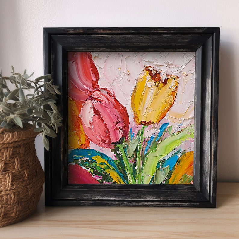 Tulip Oil Painting Floral Original Art Tulips Painting Impasto Modern ...