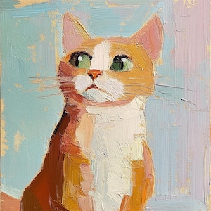 Ginger Cat Painting Cat Original Art Naive Oil Painting Pet Wall Art Animal Artwork by PaintingGiftsArt