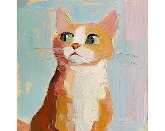 Ginger Cat Painting Cat Original Art Naive Oil Painting Pet Wall Art Animal Artwork by PaintingGiftsArt