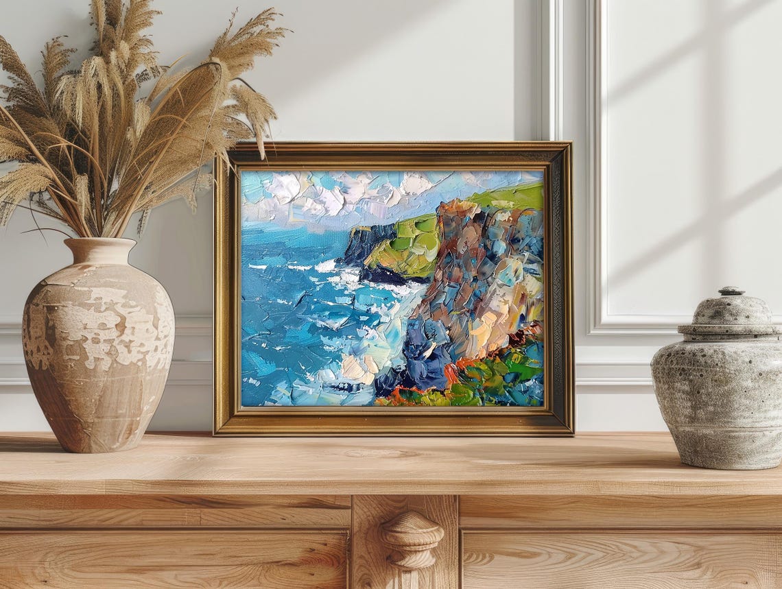 Cliffs of Moher Painting Ireland Oil Painting Irish Coastal Original ...