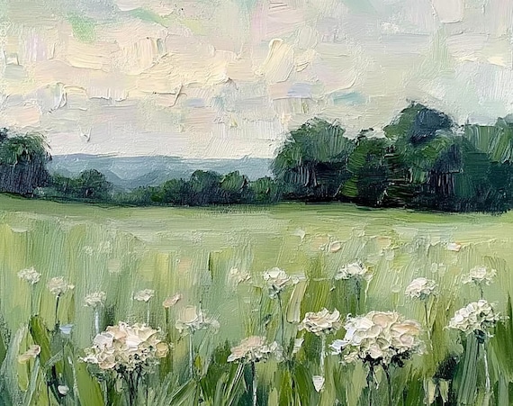 Nebraska Painting Green Field Oil Painting Summer Landscape