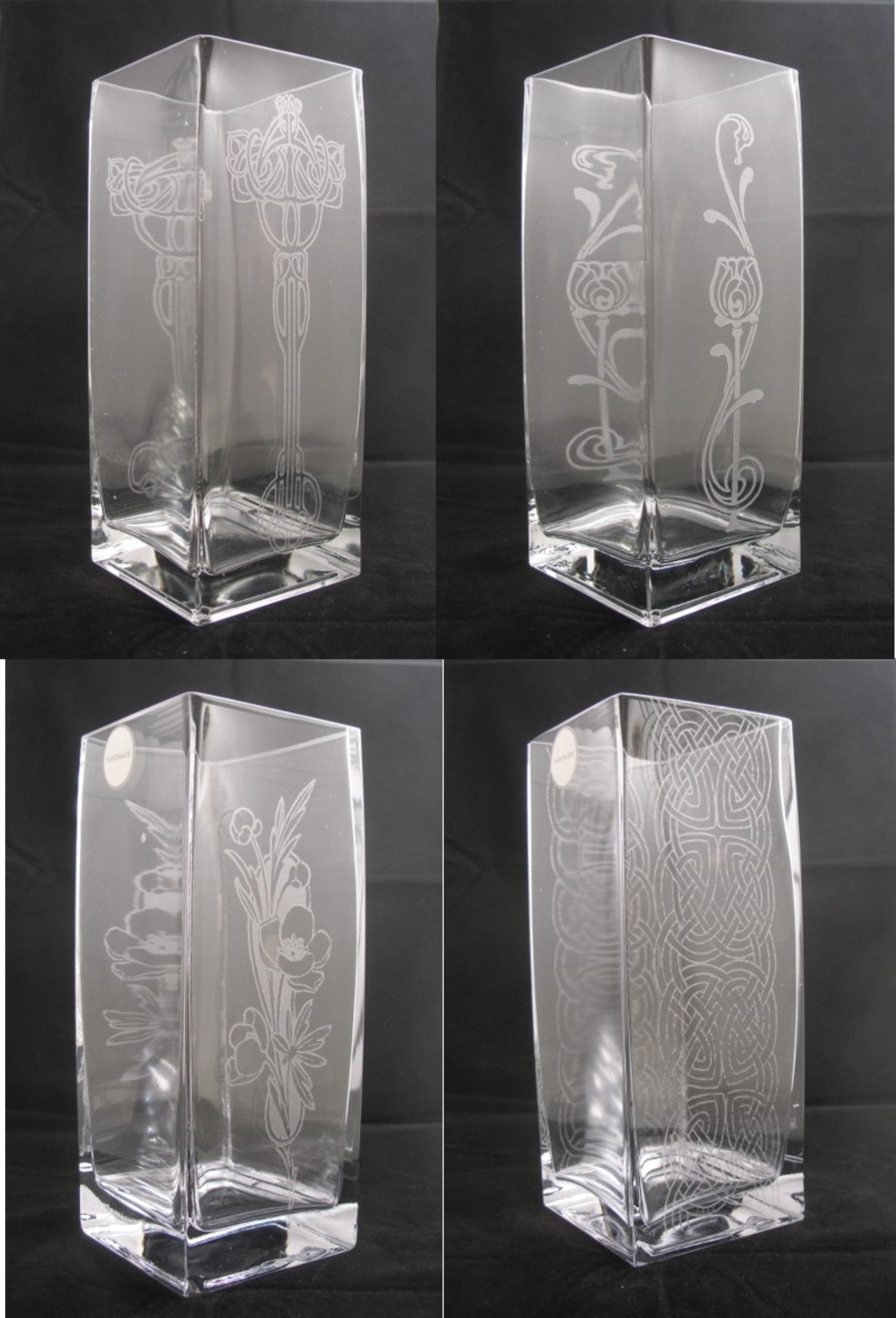Tall Square Laserengraved Glass Vases in Four Beautiful Etsy UK