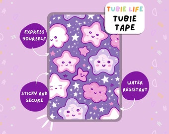 TUBIE TAPE Tubie Life lila Happy Stars NG-Schlauchband für Ernährungssonden und andere Schläuche, komplettes Blatt