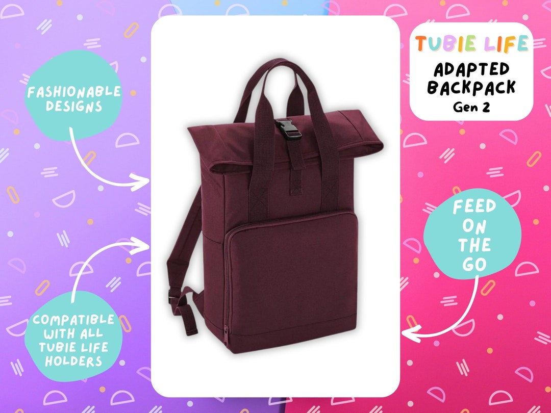 Tubie Life Adapted Backpack Gen 2 Burgundy Roll Top Premium Etsy