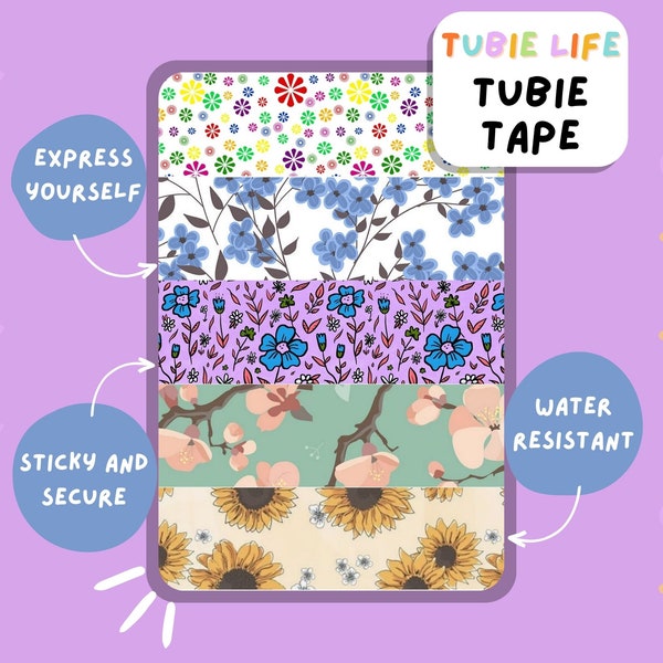 TUBIE TAPE Cinta para tubos Tubie Life Flowers ng para sondas de alimentación y otros tubos