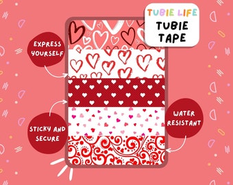 TUBIE TAPE Tubie Life valentine hearts ng tube tape for feeding tubes and other tubing