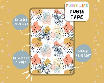 Ruban adhésif pour tubes Tubie Life, fleurs tropicales, pour sondes et autres tubes, feuille complète