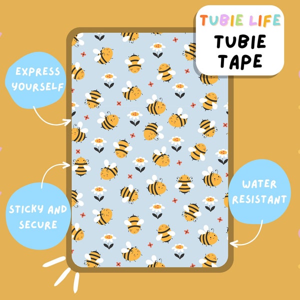 TUBIE TAPE Tubie Life blue bee ng tube tape for feeding tubes and other tubing Full Sheet