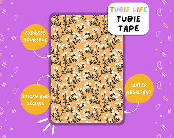 TUBIE TAPE Tubie Life mustard yellow flower ng tube tape for feeding tubes and other tubing Full Sheet