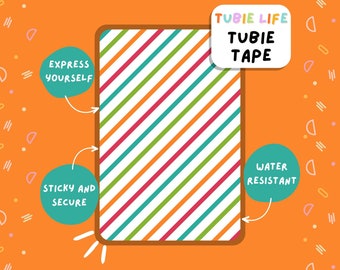 TUBIE TAPE Tubie Life diagonales Farblinien-Schlauchband für Ernährungssonden und andere Schläuche, komplettes Blatt