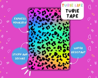 TUBIE TAPE Tubie Life ombre regenboogluipaardprint slangtape voor het voeden van sondes en andere slangen Volledig blad