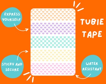 TUBIE TAPE Pastel hearts Tubie Life ng tube tape