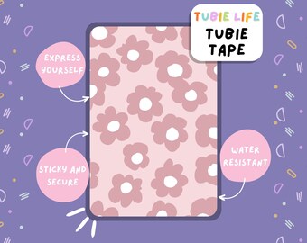 TUBIE TAPE Tubie Life Pink Blumen ng Schlauchband für Magensonden und andere Schlauchleinen Full Sheet