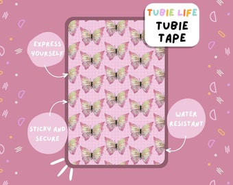 TUBIE TAPE Tubie Life rosafarbenes Schmetterlings-Schlauchband für Ernährungssonden und andere Schläuche. Komplettes Blatt