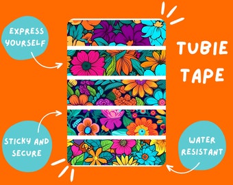 NG TUBE TAPE hippie flowers Tubie Life tubie tape retro, hippy floral colourful patterned feeding tube tape