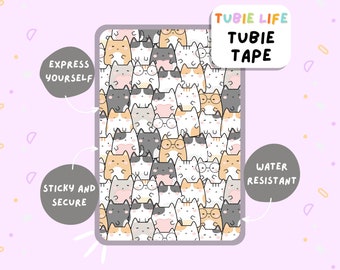 TUBIE TAPE Tubie Life Kawaii Cat NG Schlauchband für Ernährungssonden und andere Schläuche, komplettes Blatt