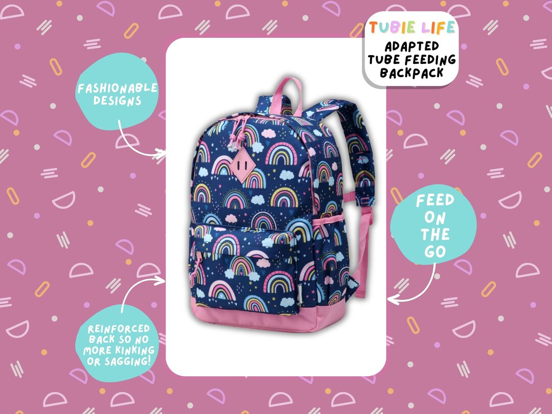 Large Kids Tubie Life Adapted Backpack Rainbow Feeding Tube Adapted Bag ...