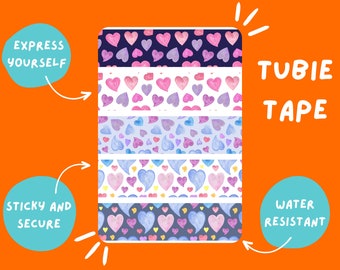 TUBIE TAPE painted hearts Tubie Life ng tube tape