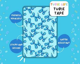 TUBIE TAPE Tubie Life blaues Ballon-Hunde-Schlauchband für Ernährungssonden und andere Schläuche, komplettes Blatt